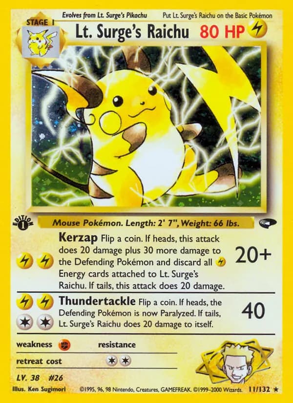 Lt. Surge's Raichu — изображение карты