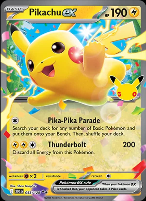Pikachu ex — изображение карты