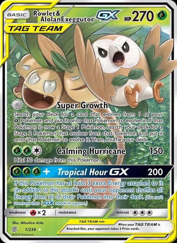 Rowlet & Alolan Exeggutor GX — изображение карты