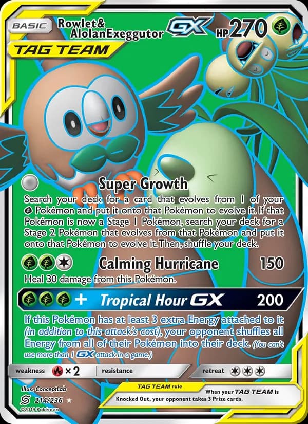Rowlet & Alolan Exeggutor GX — изображение карты