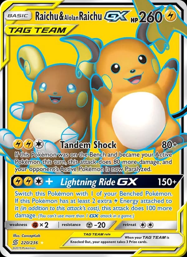 Raichu & Alolan Raichu GX — изображение карты