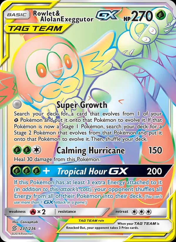 Rowlet & Alolan Exeggutor GX — изображение карты