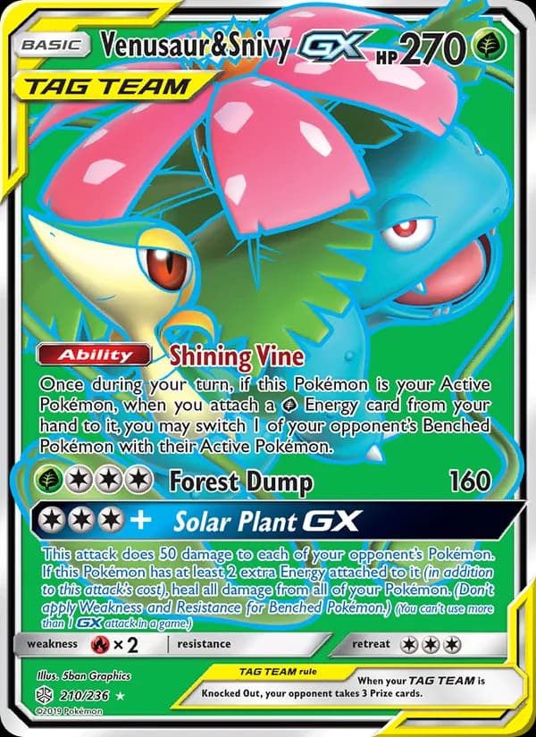 Venusaur & Snivy GX — изображение карты