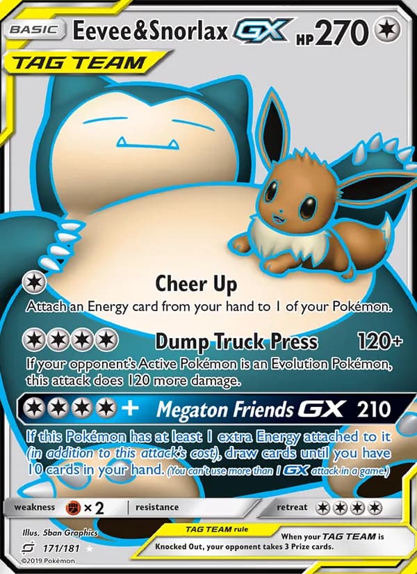 Eevee & Snorlax GX — изображение карты