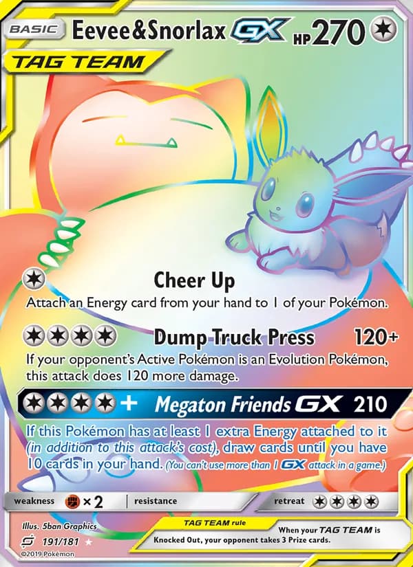 Eevee & Snorlax GX — изображение карты