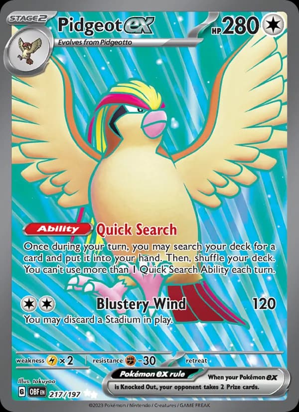 Pidgeot ex — изображение карты