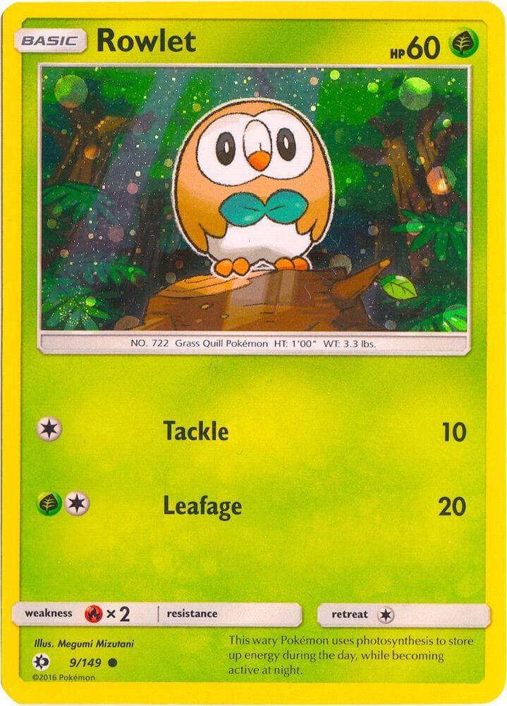 Rowlet - 9/149 (Cosmos Holo) — изображение карты