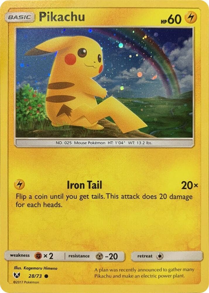 Pikachu - 28/73 (Cosmos Holo) — изображение карты