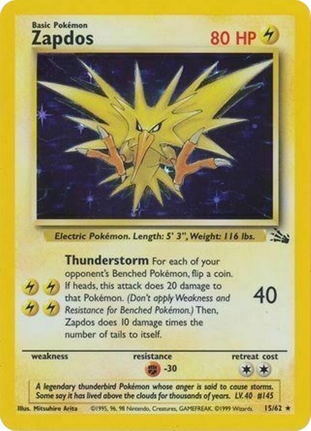Zapdos - 15/62 (Cosmos Holo) — изображение карты