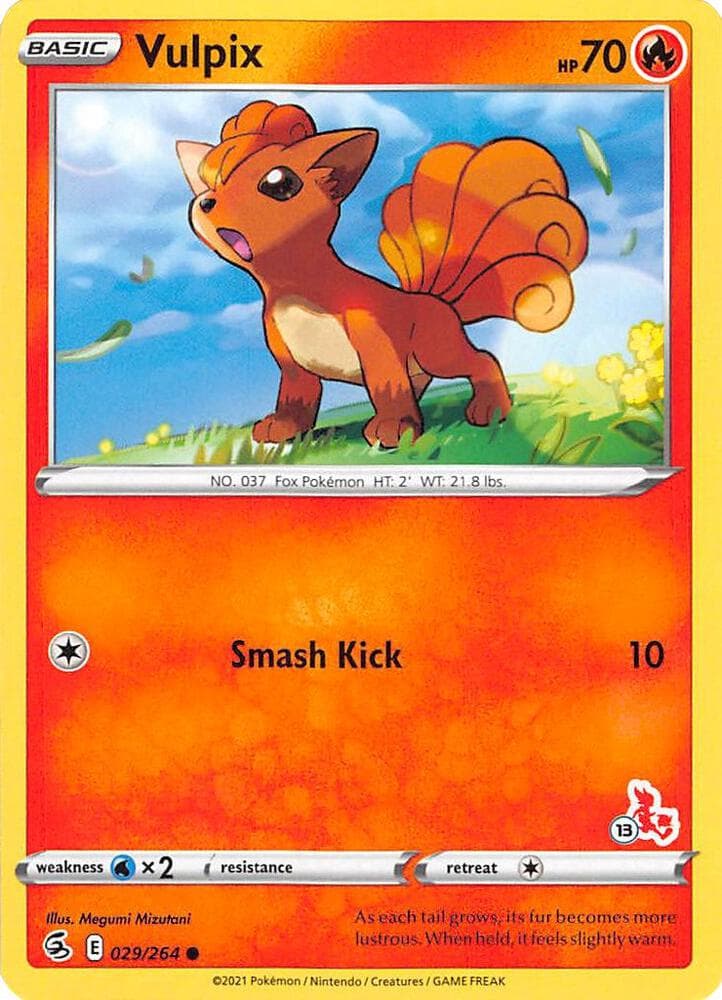 Vulpix - 029/264 (#13 Cinderace Stamped) — изображение карты