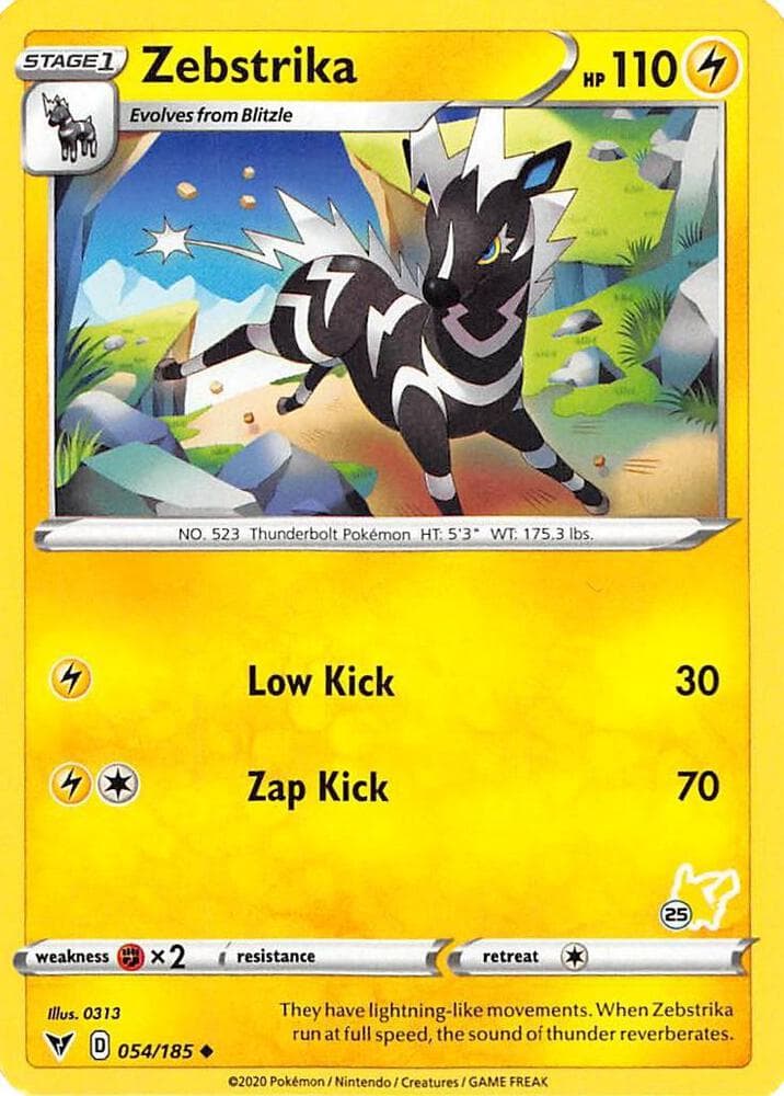 Zebstrika - 054/185 (#25 Pikachu Stamped) — изображение карты