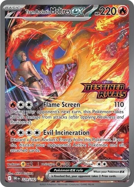 Team Rocket's Moltres ex - 229/182 (Destined Rivals Stamp) — изображение карты