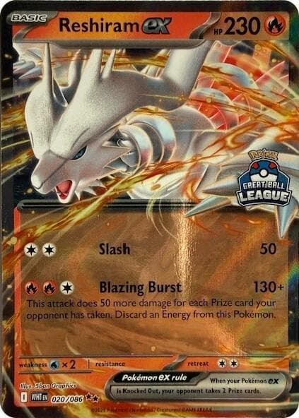 Reshiram ex - 020/086 (Great Ball League) — изображение карты
