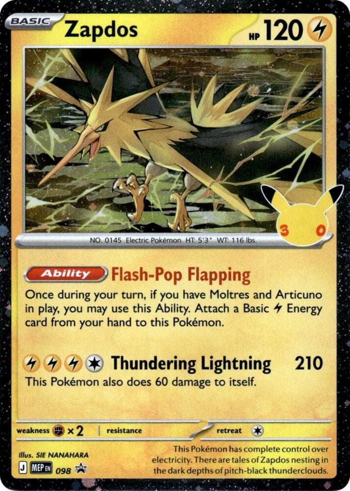 Zapdos - 098 (30th Celebration) — изображение карты